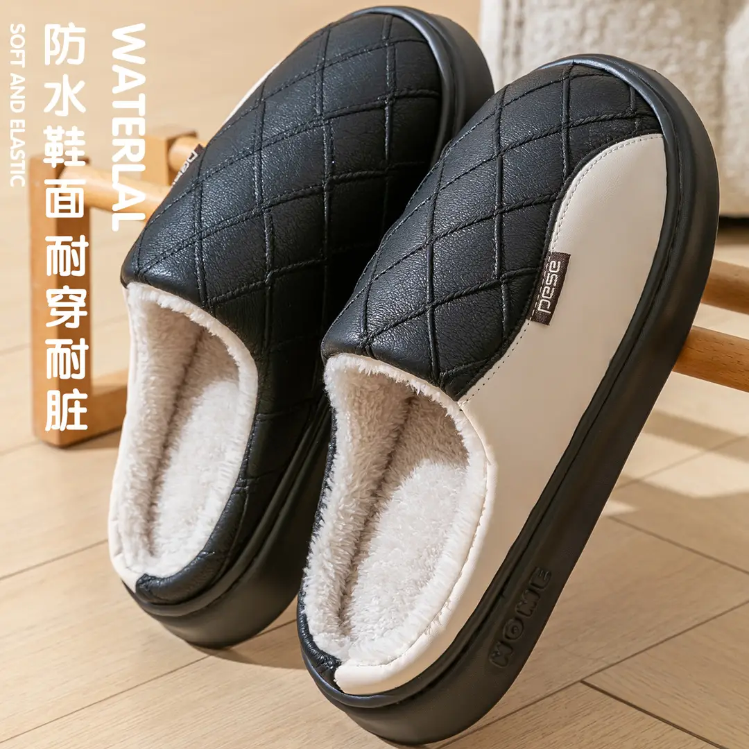 Waterproof Cotton Slippers for Men Winter 2025 New Outer Wear Indoor Home Non-Slip Thick Sole Couple Cotton Slippers Men's Winter - Image 7