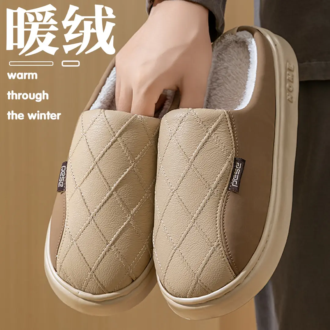 Waterproof Cotton Slippers for Men Winter 2025 New Outer Wear Indoor Home Non-Slip Thick Sole Couple Cotton Slippers Men's Winter - Image 3