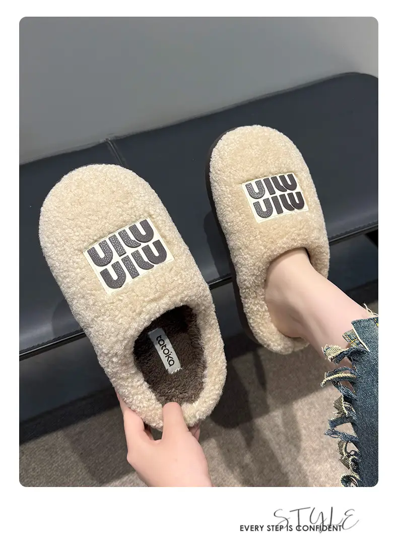 Women's Cotton Winter Slippers Black Warm Non-Slip — feature 12