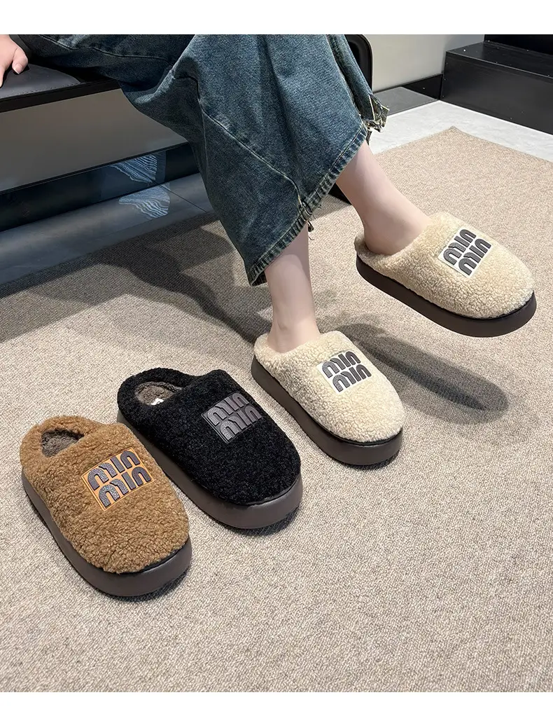 Women's Cotton Winter Slippers Black Warm Non-Slip — feature 15