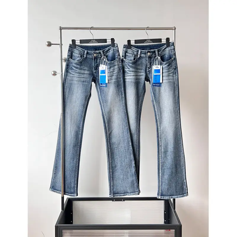 Women Stretch Straight Leg Jeans Dark Blue Slim Fit