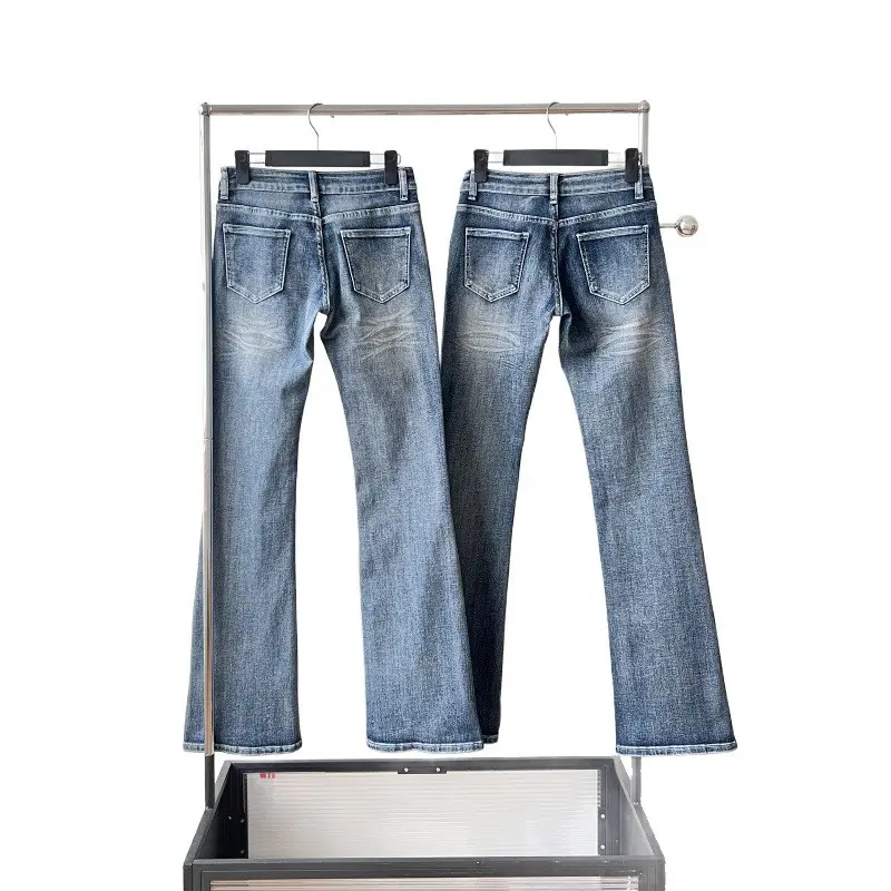Women Stretch Straight Leg Jeans Dark Blue Slim Fit