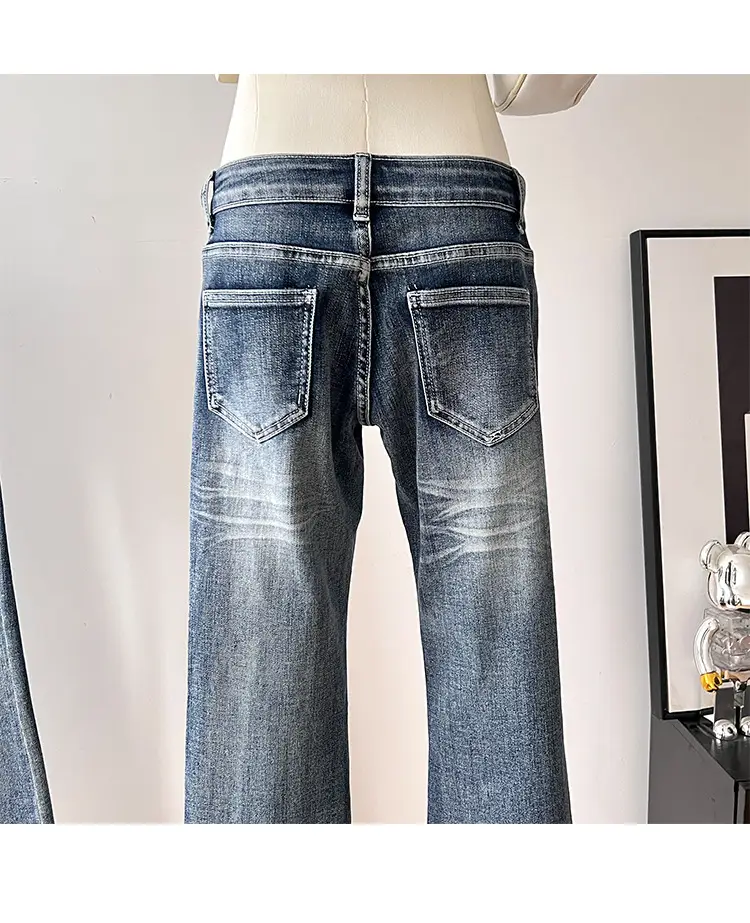 Women Stretch Straight Leg Jeans Dark Blue Slim Fit — feature 10