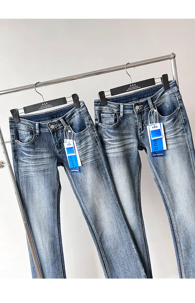 Women Stretch Straight Leg Jeans Dark Blue Slim Fit — feature 11