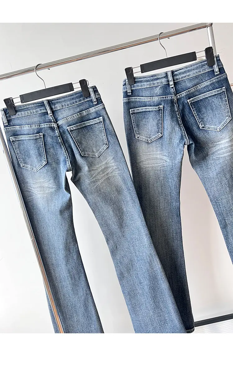 Women Stretch Straight Leg Jeans Dark Blue Slim Fit — feature 12