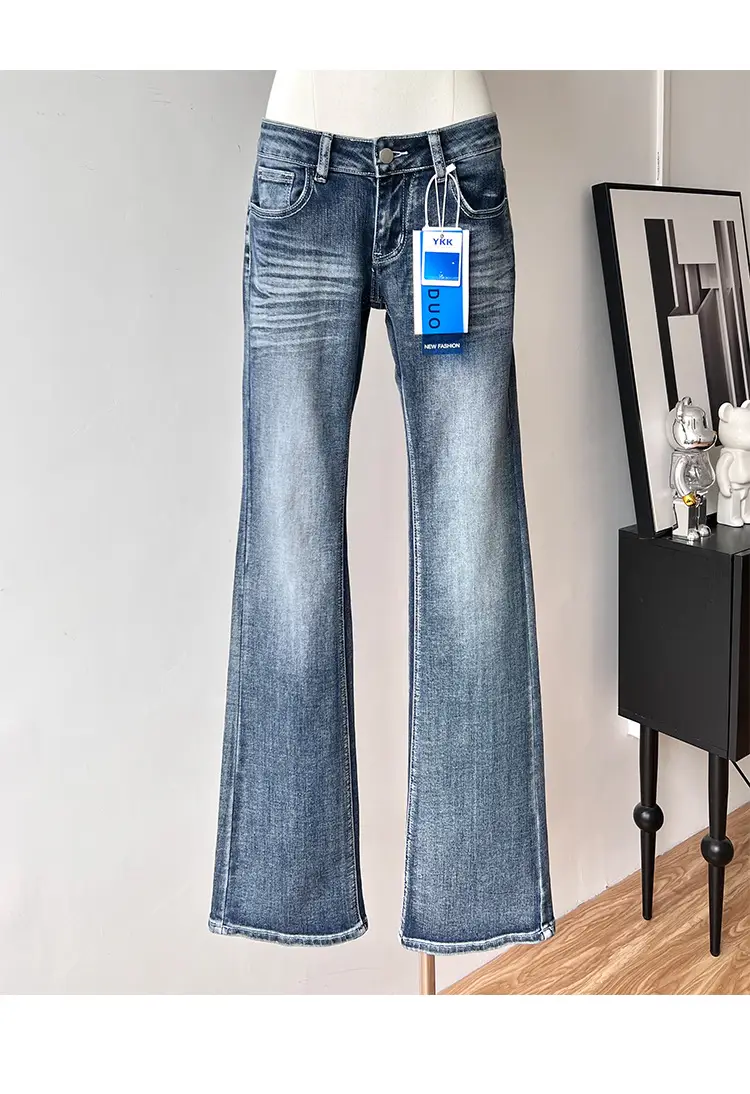 Women Stretch Straight Leg Jeans Dark Blue Slim Fit — feature 4