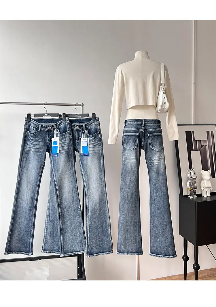 Women Stretch Straight Leg Jeans Dark Blue Slim Fit — feature 5