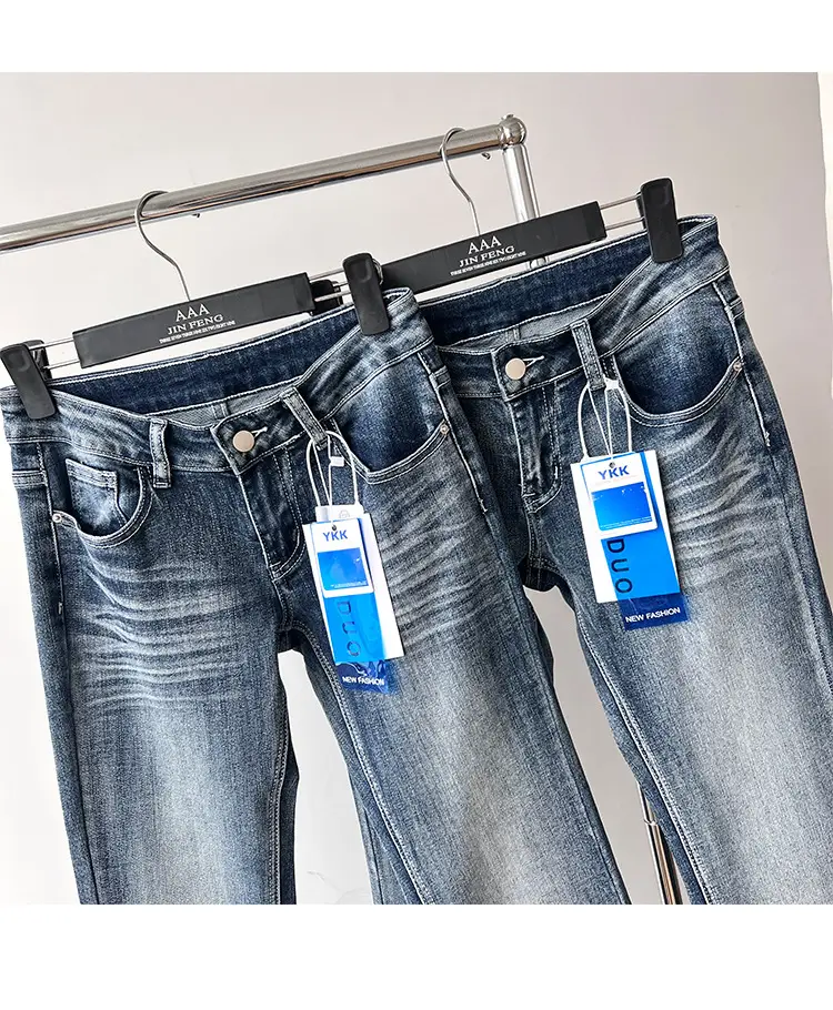 Women Stretch Straight Leg Jeans Dark Blue Slim Fit — feature 7