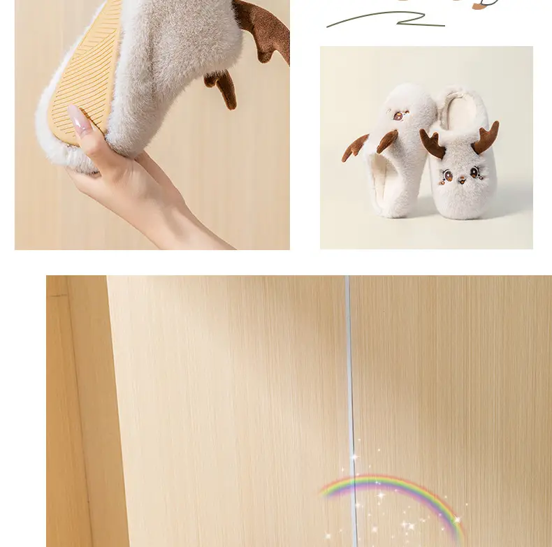 Cute Deer Toe Cotton Slippers for Men Winter Warm — feature 9