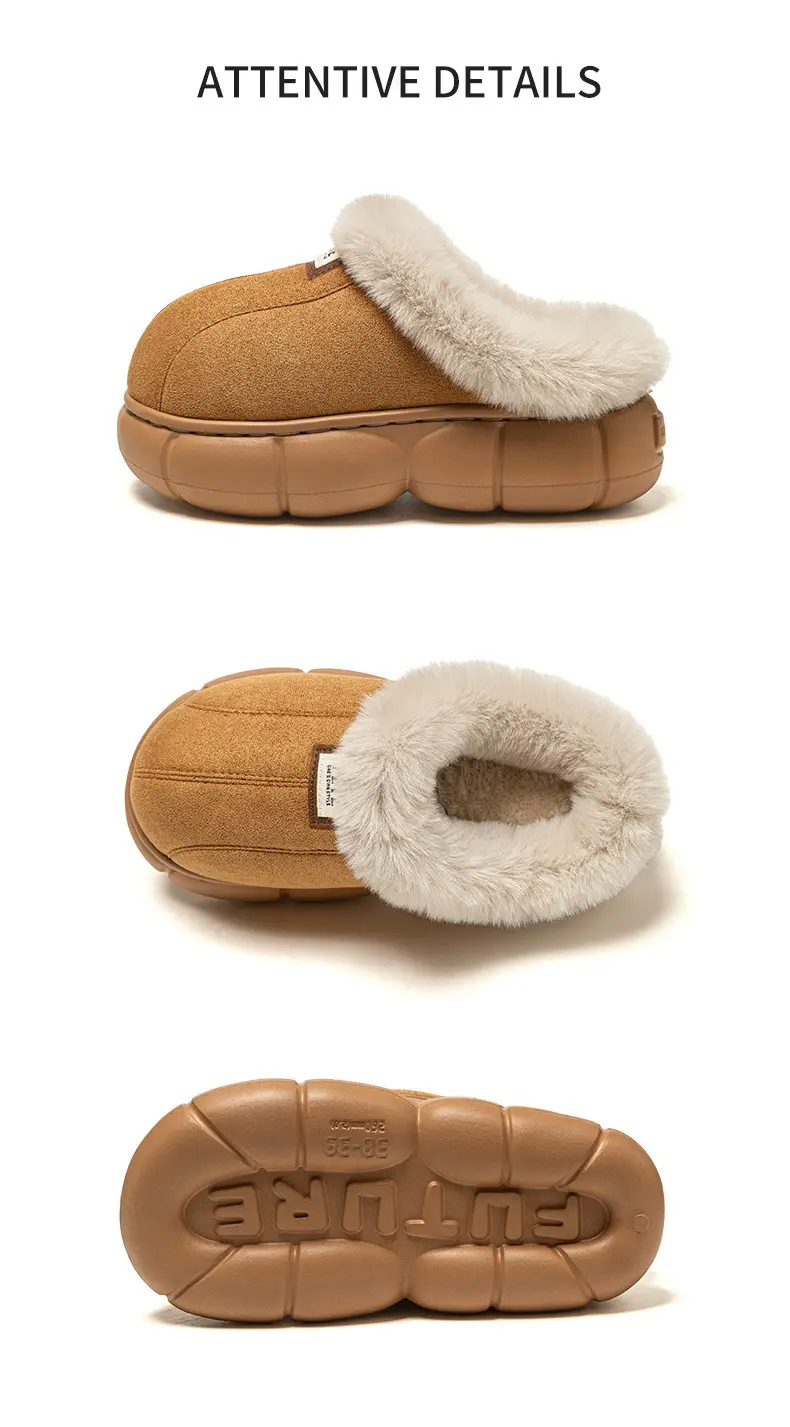 Women's Winter Fleece Slippers Beige Warm Thick Non-Slip — feature 17