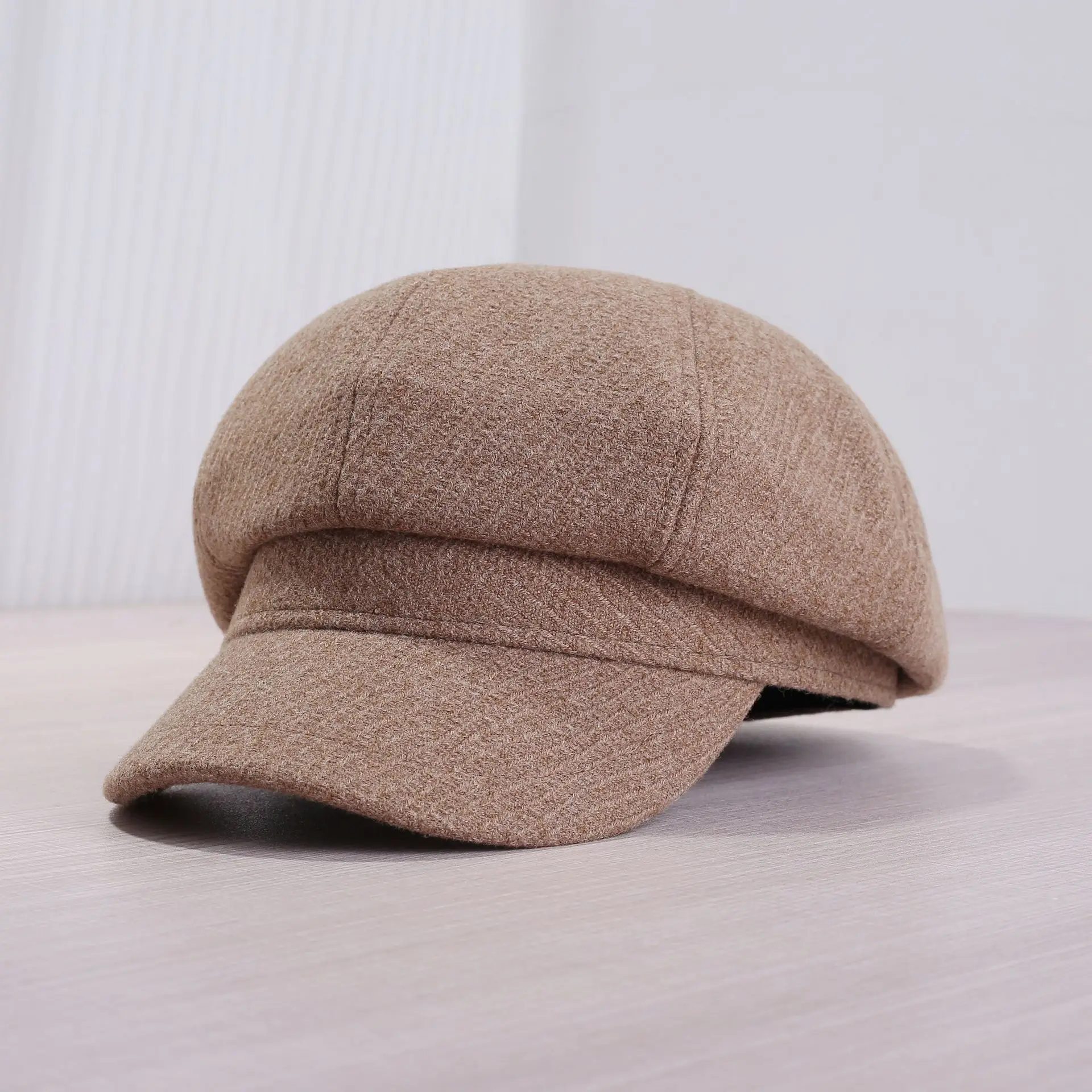 Women's Japanese Korean Cap Beige Tan Black - Image 3