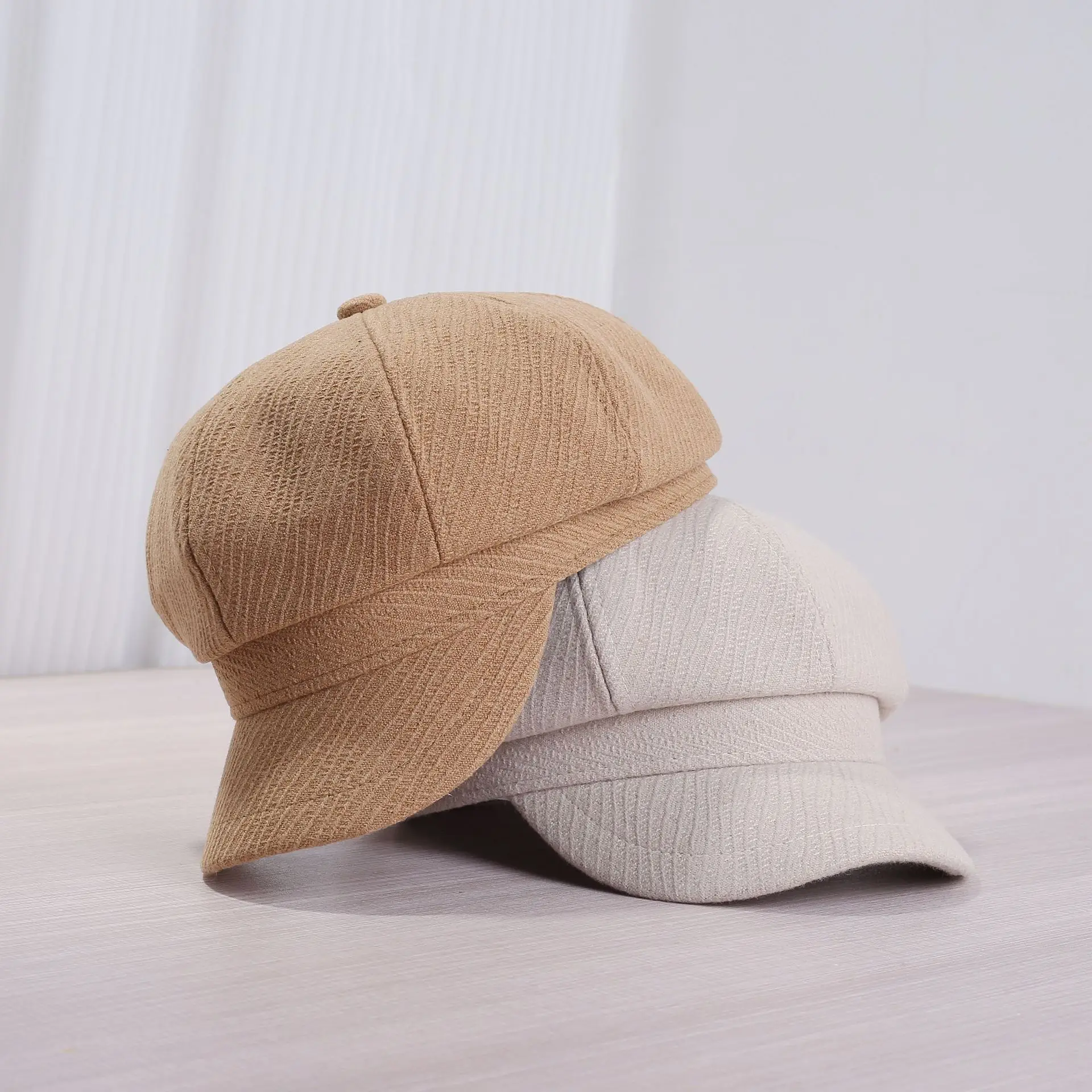 Women's Japanese Korean Cap Beige Tan Black — feature 6