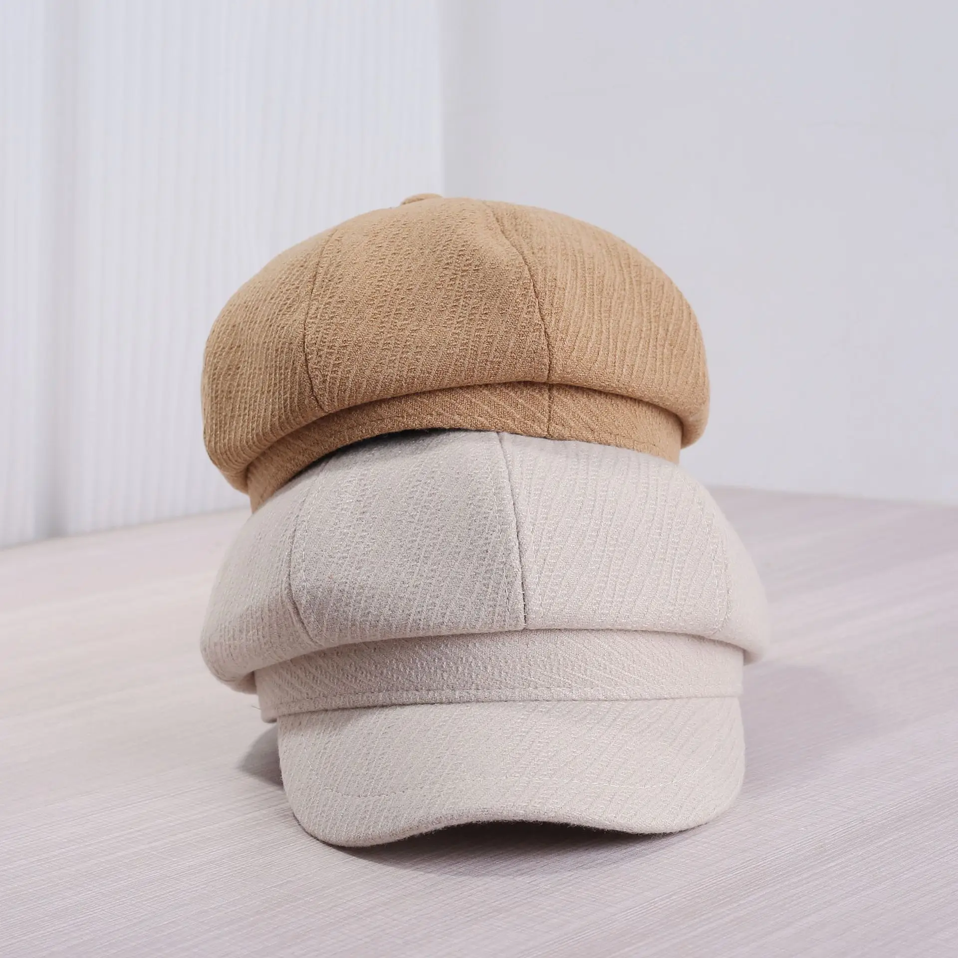 Women's Japanese Korean Cap Beige Tan Black — feature 7
