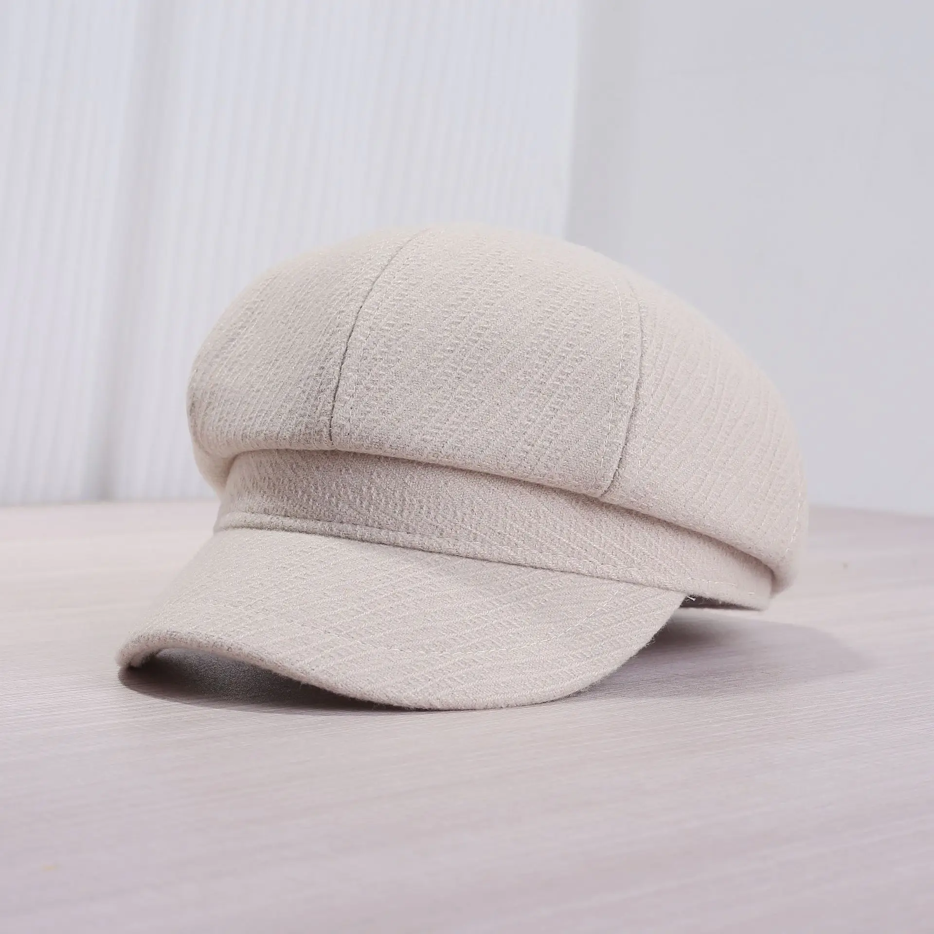 Women's Japanese Korean Cap Beige Tan Black - Image 2