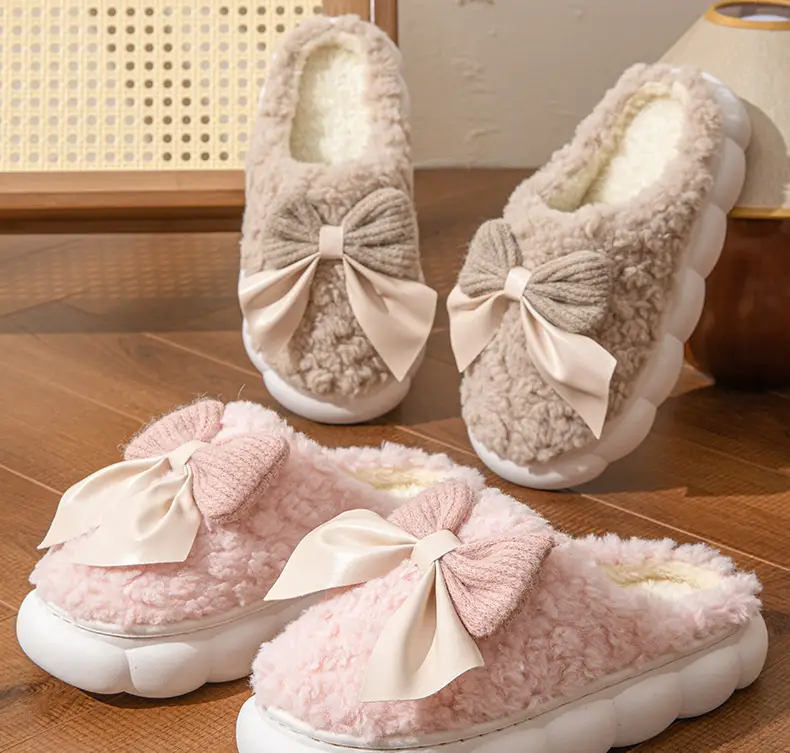 Women Bow Cotton Slippers Winter Warm Anti-Slip — feature 17