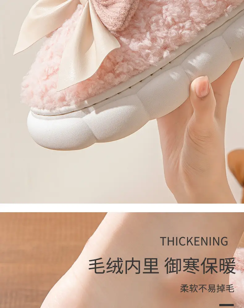 Women Bow Cotton Slippers Winter Warm Anti-Slip — feature 9