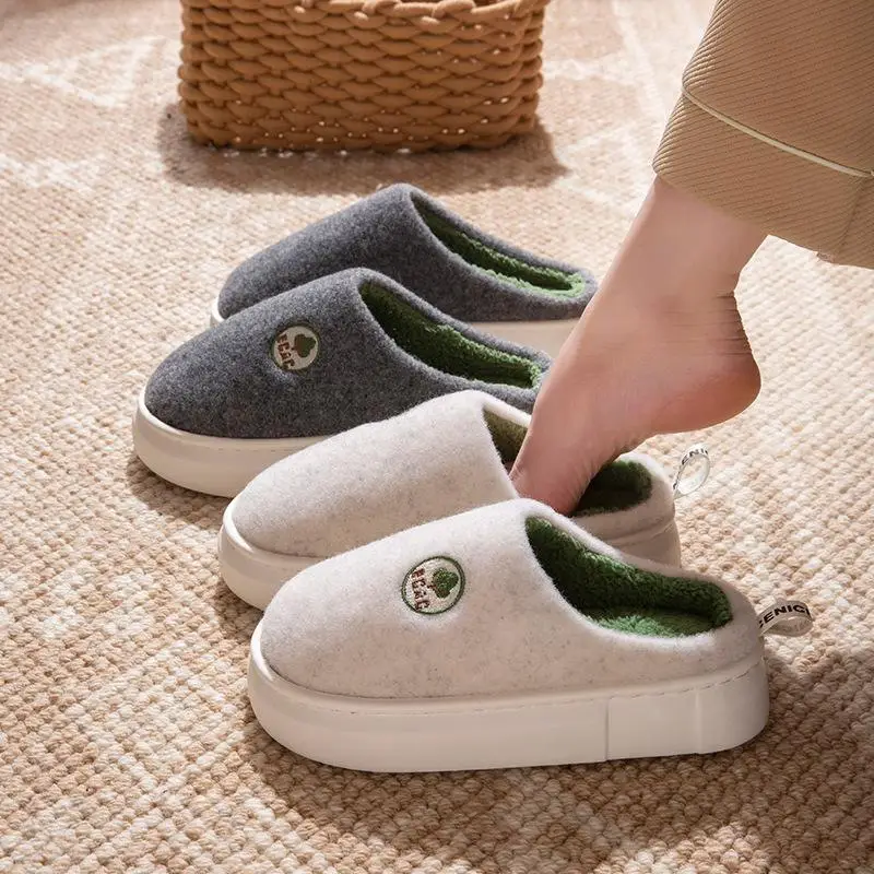 Women's Autumn and Winter 2025 New Style Indoor Home Thick-Soled Warm Plus Plush Slippers for Men - Image 5