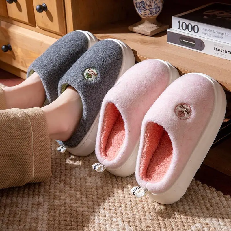 Women's Autumn and Winter 2025 New Style Indoor Home Thick-Soled Warm Plus Plush Slippers for Men - Image 6