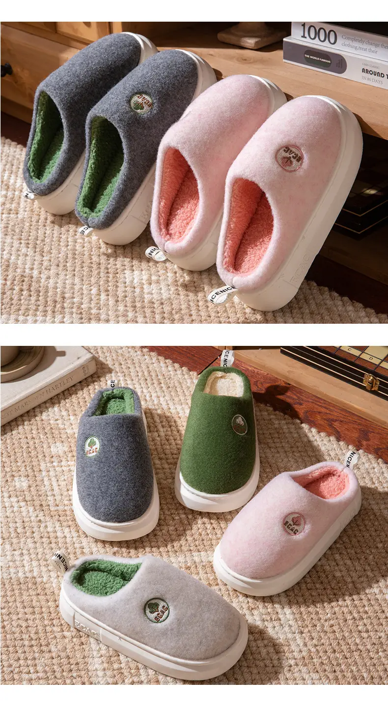 Women's Autumn and Winter 2025 New Style Indoor Home Thick-Soled Warm Plus Plush Slippers for Men — feature 8