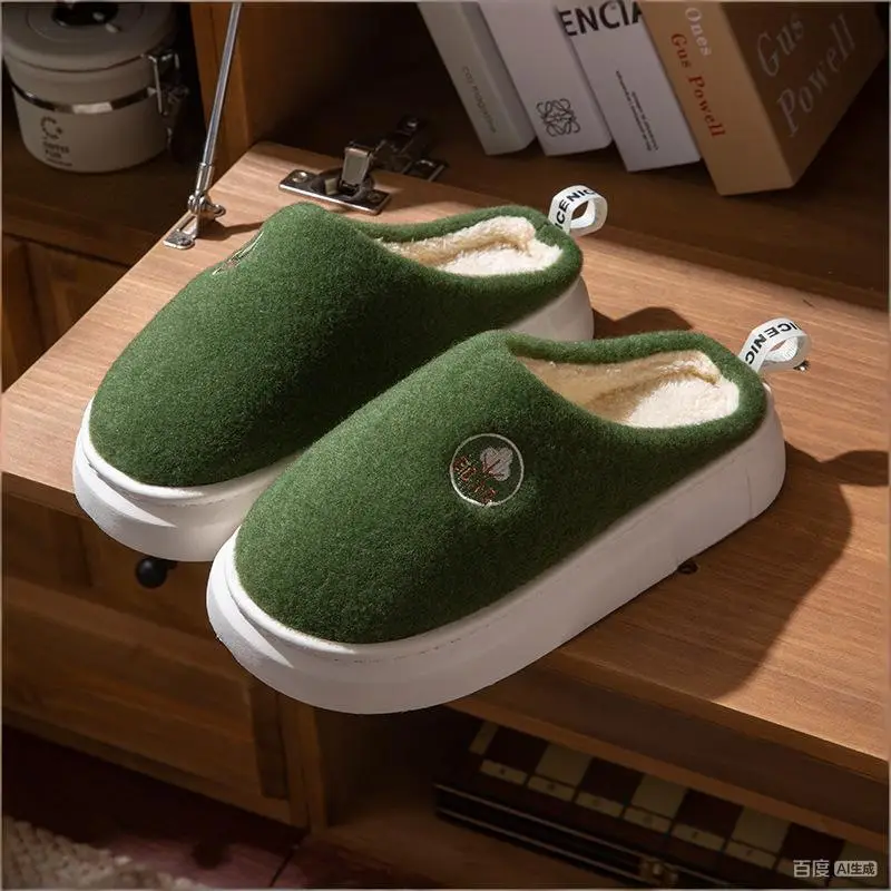 Women's Autumn and Winter 2025 New Style Indoor Home Thick-Soled Warm Plus Plush Slippers for Men - Image 4