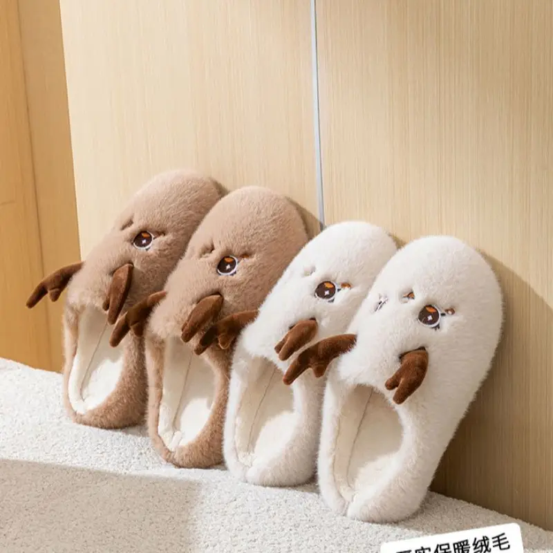 Winter Cute Deer Toe Cotton Slippers for Men