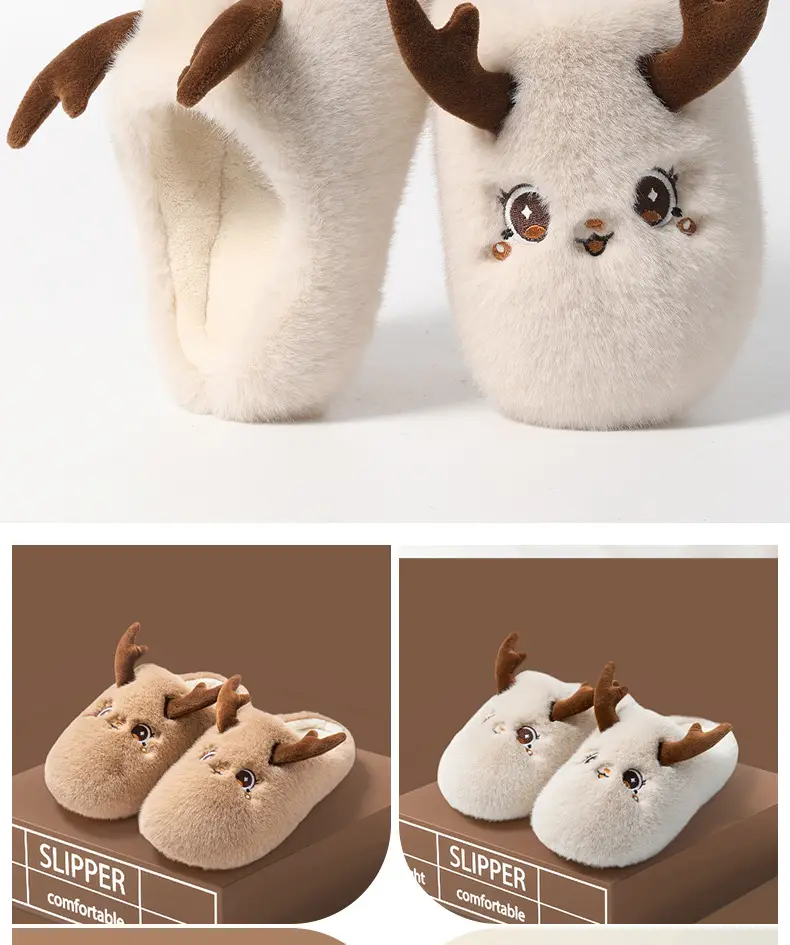 Winter Cute Deer Toe Cotton Slippers for Men — feature 14