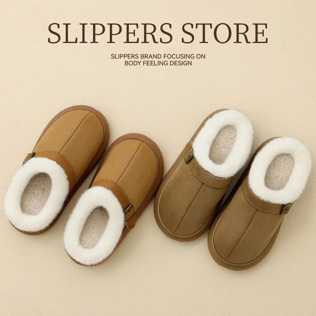 Birkenstock Cotton Slippers for Women Autumn and Winter 2025 New Outer Wear Non-Slip Indoor Home Warm Plush Toe Cotton Slippers for Women - Image 5