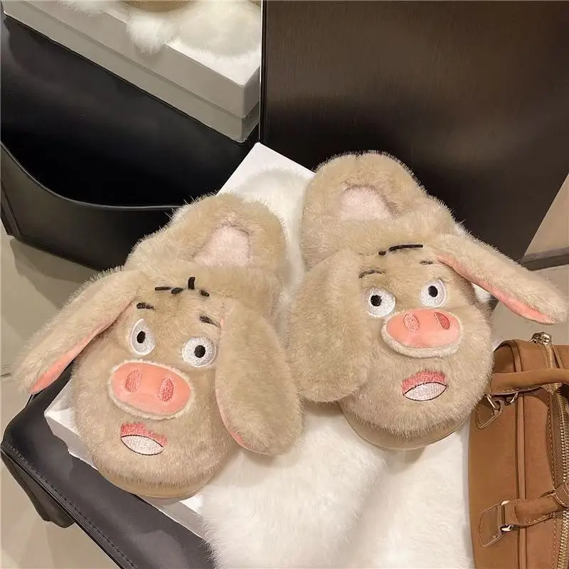 Cute Piggy Warm Cotton Slippers for Women Winter 2025 - Image 4