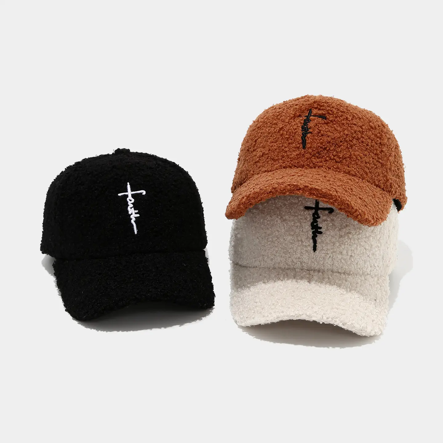 Black Wool Embroidered Baseball Cap for Women - Image 8