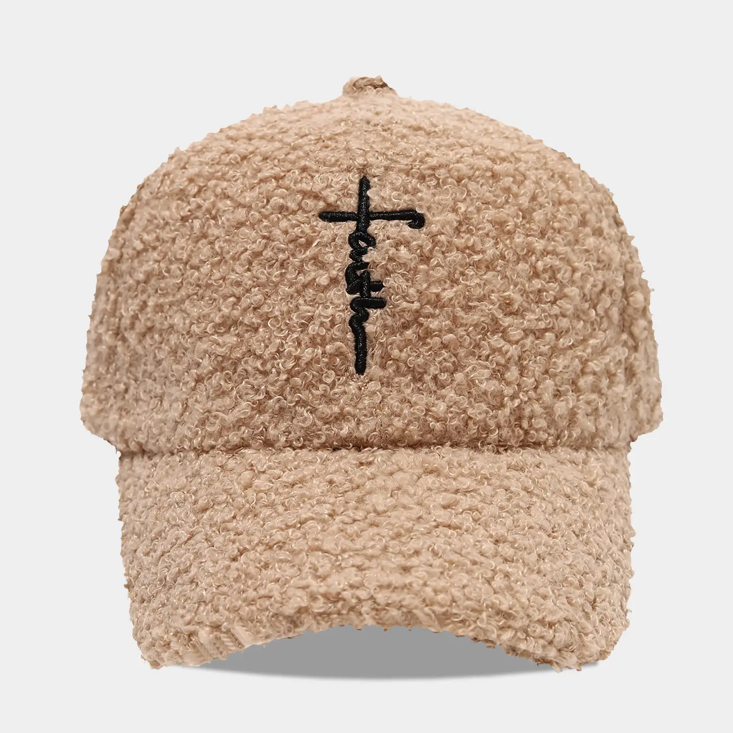Black Wool Embroidered Baseball Cap for Women - Image 5