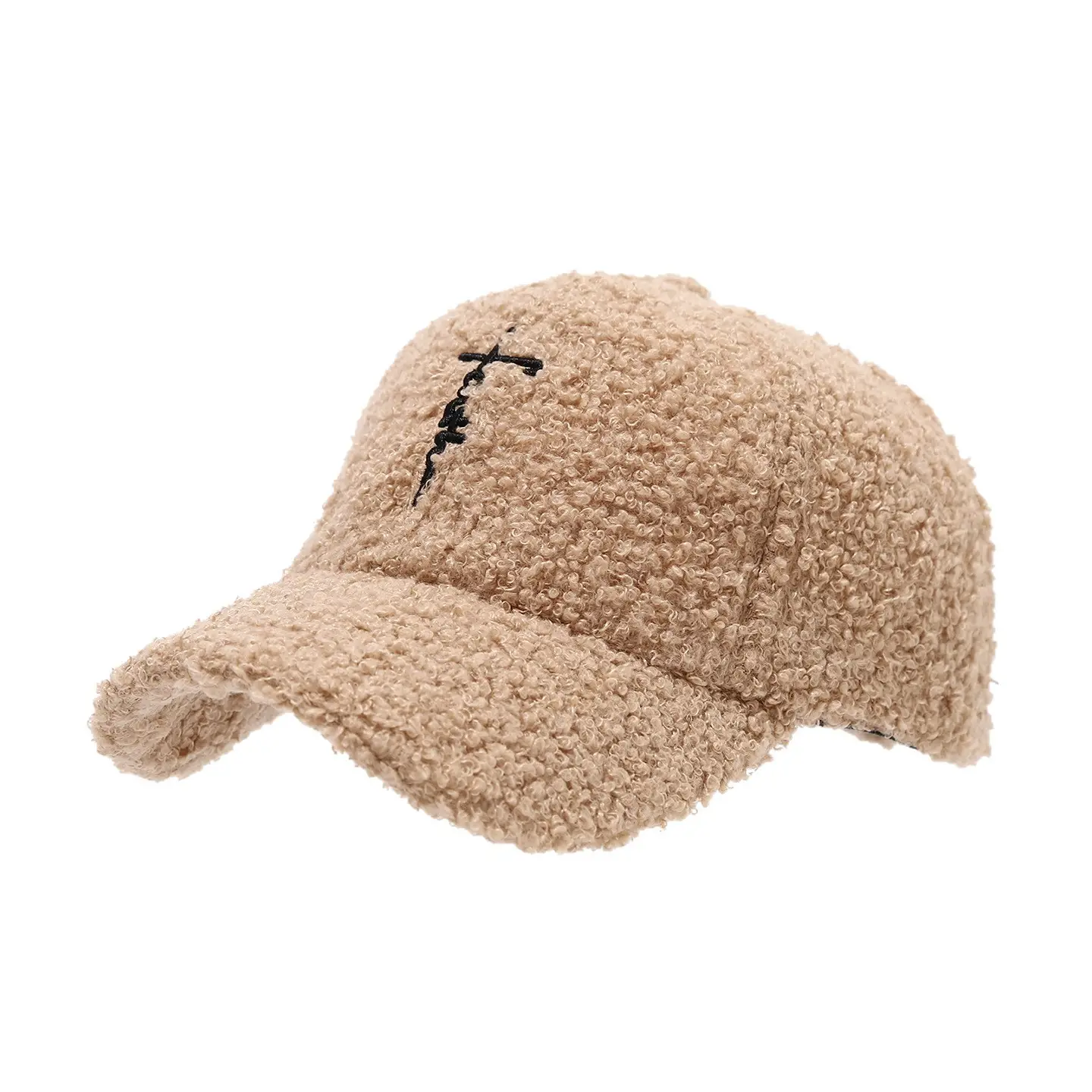 Black Wool Embroidered Baseball Cap for Women - Image 10