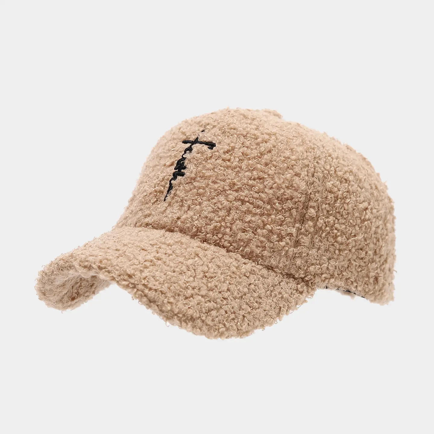 Black Wool Embroidered Baseball Cap for Women — feature 10