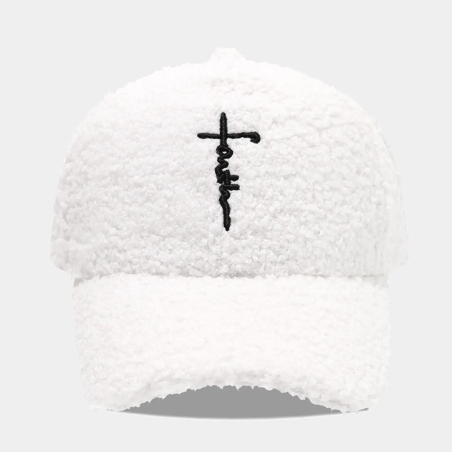 Black Wool Embroidered Baseball Cap for Women - Image 2
