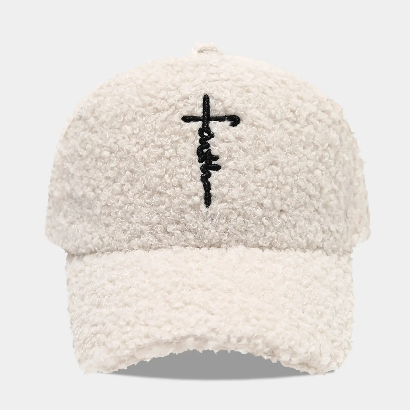 Black Wool Embroidered Baseball Cap for Women - Image 3