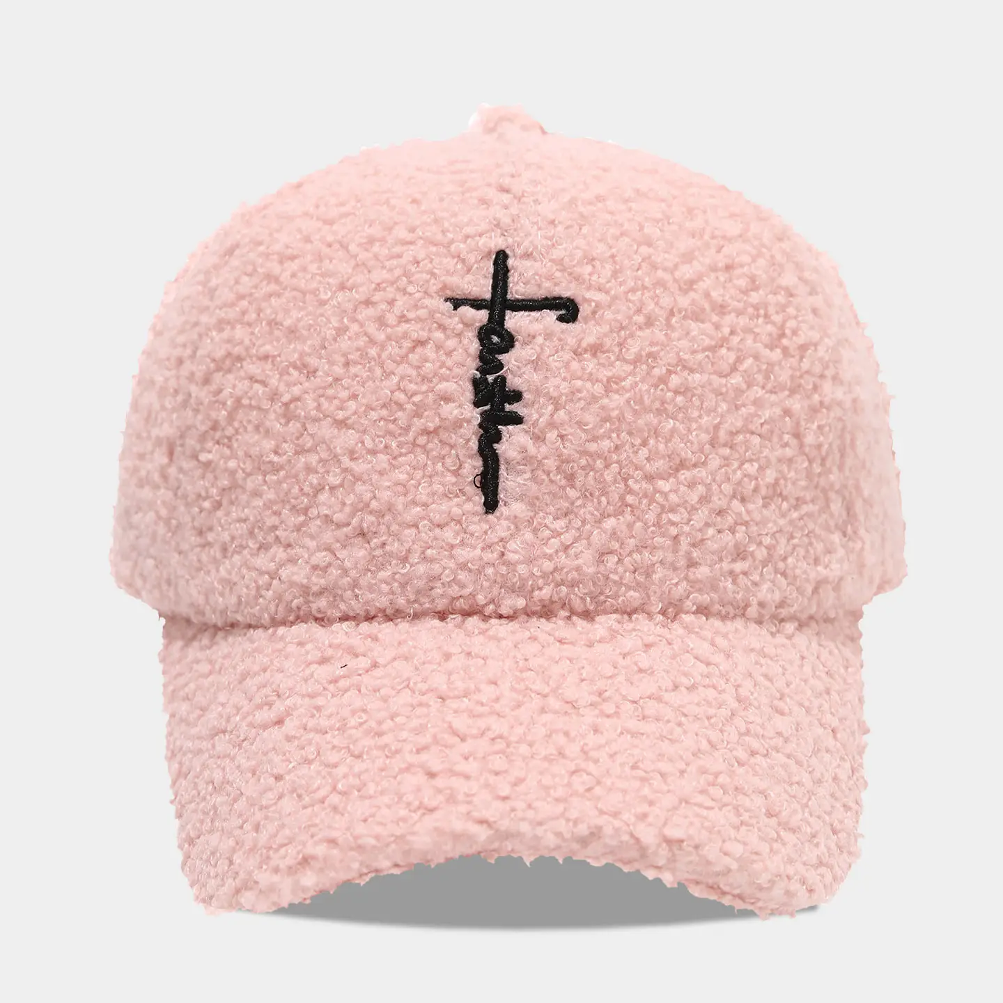 Black Wool Embroidered Baseball Cap for Women - Image 4
