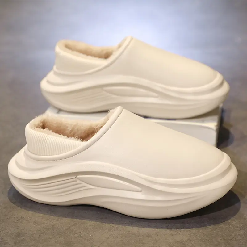 Men Women Winter Slipper Black Thick Soled Plush Lining - Image 4