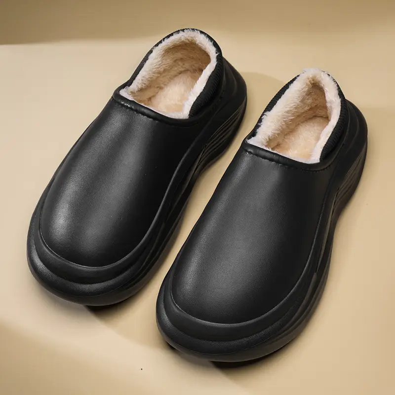 Men Women Winter Slipper Black Thick Soled Plush Lining - Image 7