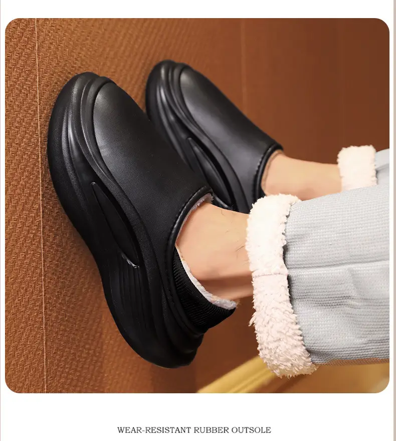 Men Women Winter Slipper Black Thick Soled Plush Lining — feature 11