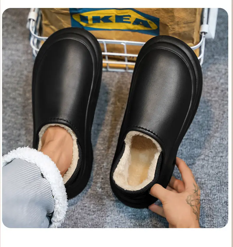 Men Women Winter Slipper Black Thick Soled Plush Lining — feature 12