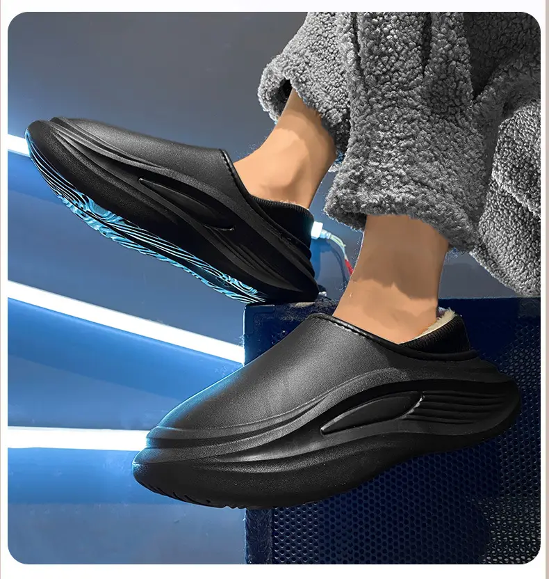 Men Women Winter Slipper Black Thick Soled Plush Lining — feature 8