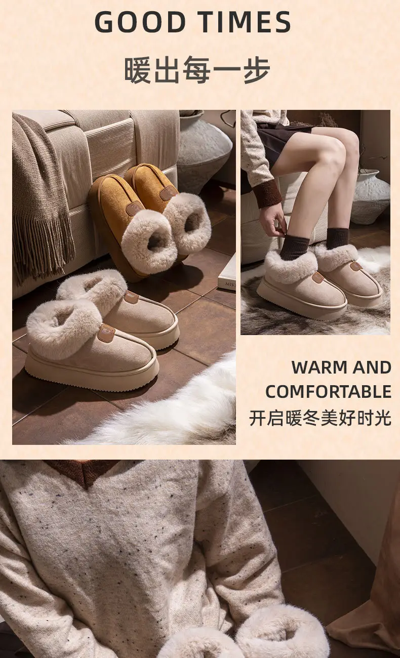 2024 New Cotton Slippers for Women Autumn and Winter Home Non-Slip Thick Sole Bag Heel Warm Stuffed Slippers — feature 13