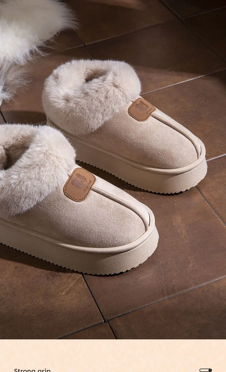 2024 New Cotton Slippers for Women Autumn and Winter Home Non-Slip Thick Sole Bag Heel Warm Stuffed Slippers — feature 5