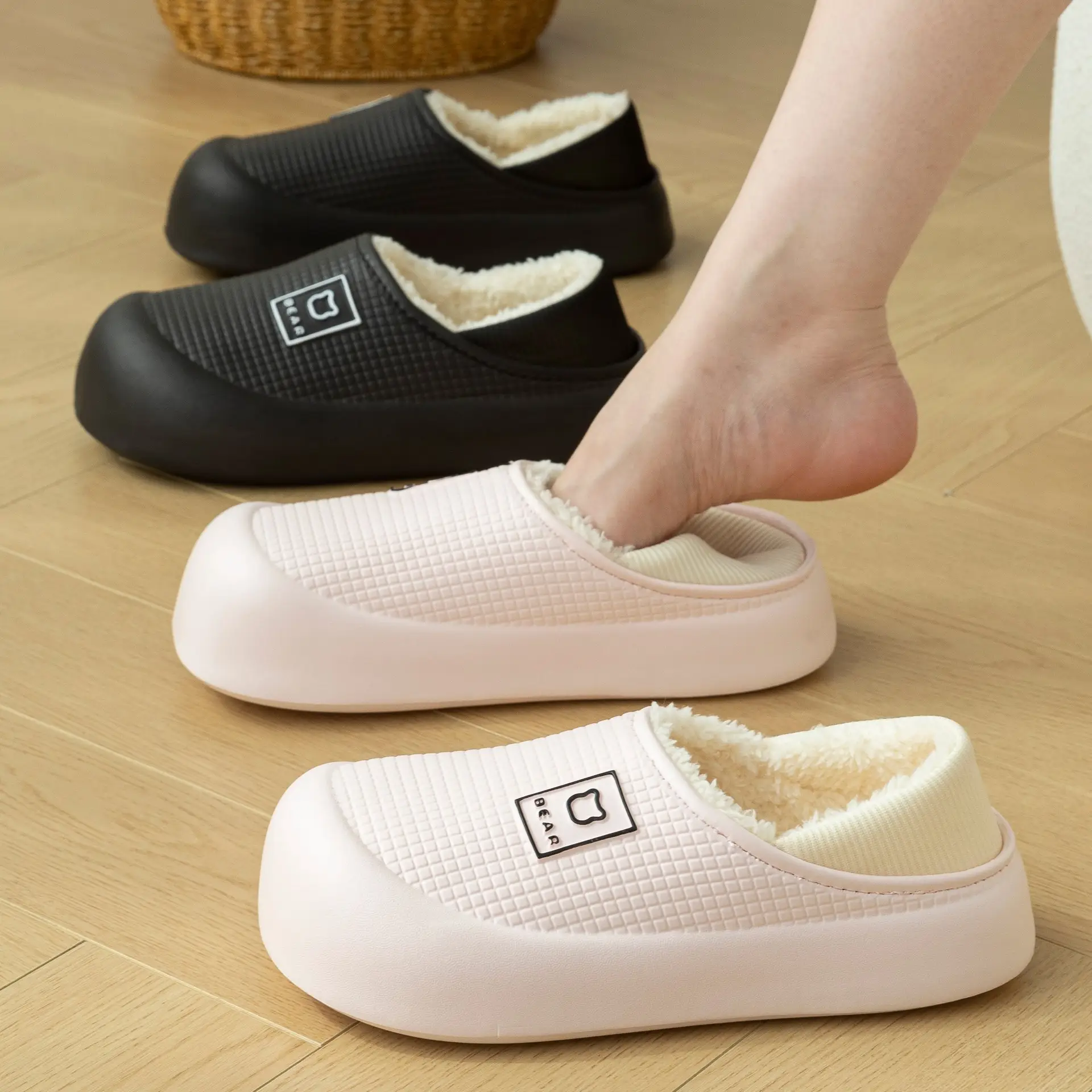 Women's Cotton Slip-On Warm Shoes with Waterproof Bottom