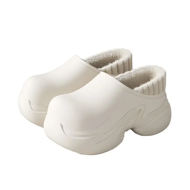 8cm Height-Increasing Waterproof Cotton Slippers for Women, Non-Slip, Closed-Back, Home Warm, Durable Plush Cotton Shoes for Winter - Image 7