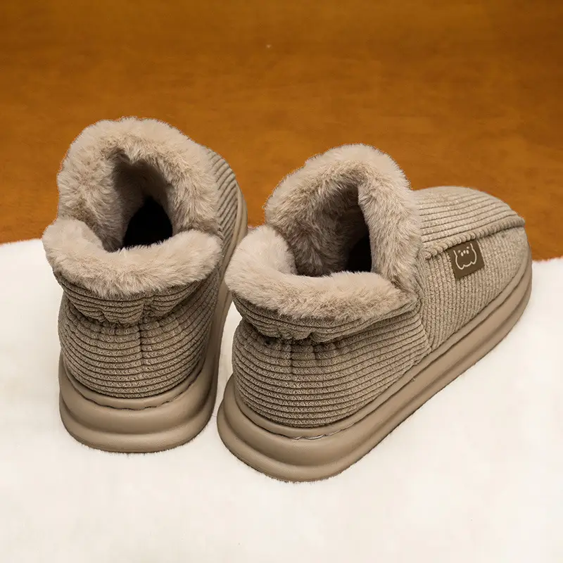 Fleece Lined Warm Slippers for Men Women Gray - Image 6