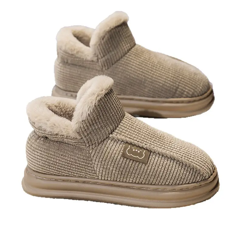 Fleece Lined Warm Slippers for Men Women Gray - Image 7