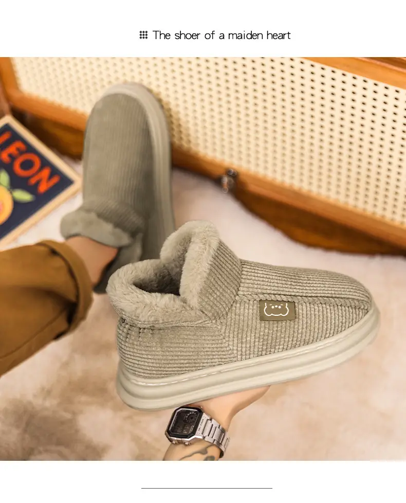 Fleece Lined Warm Slippers for Men Women Gray — feature 11