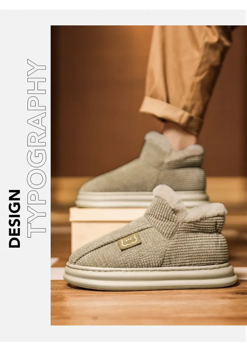 Fleece Lined Warm Slippers for Men Women Gray — feature 12