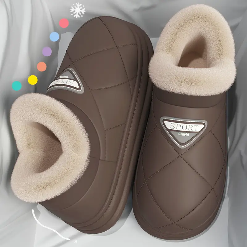 2313 Cotton Shoes 2025 Cotton Slippers for Men and Couples, Fleece-Lined, Warm, Non-Slip, Solid Color, Suitable for Home and Outdoor Use, High-End Cotton Slippers for Women - Image 5