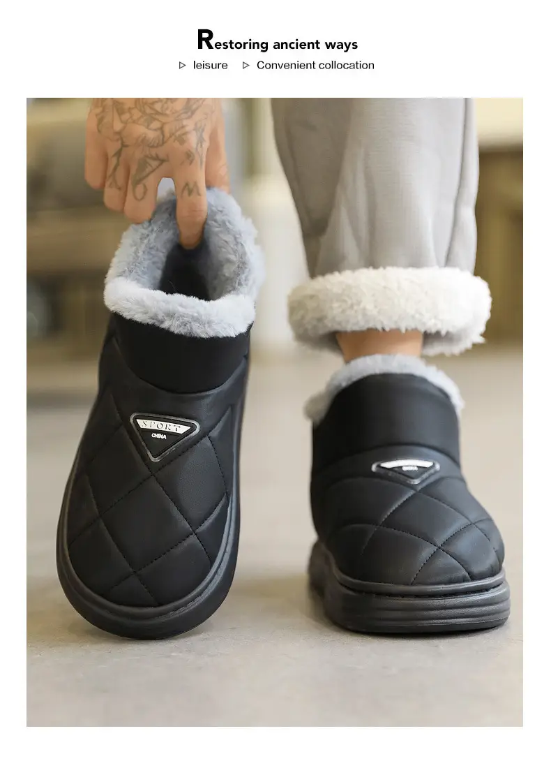 2313 Cotton Shoes 2025 Cotton Slippers for Men and Couples, Fleece-Lined, Warm, Non-Slip, Solid Color, Suitable for Home and Outdoor Use, High-End Cotton Slippers for Women — feature 14